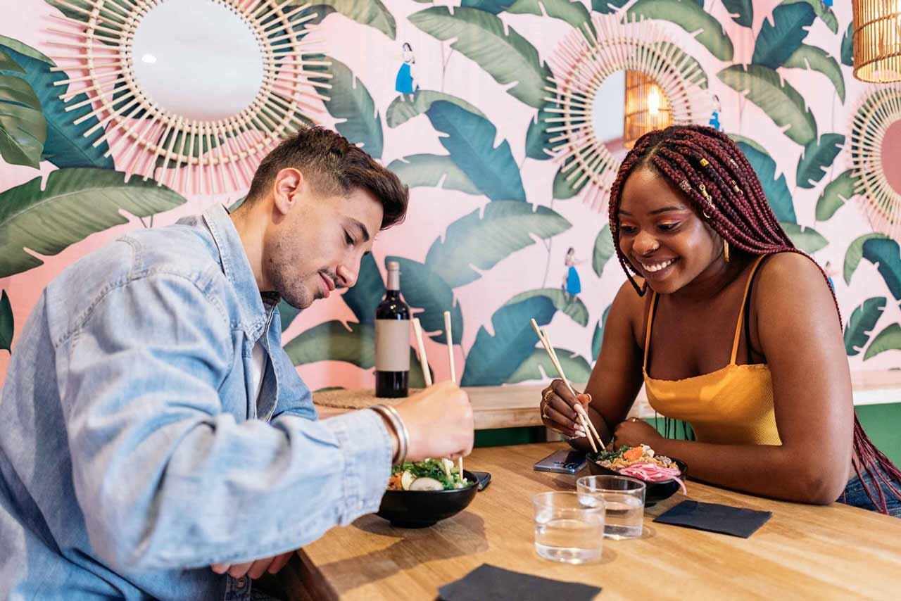 Couple Eating Poke Bowl